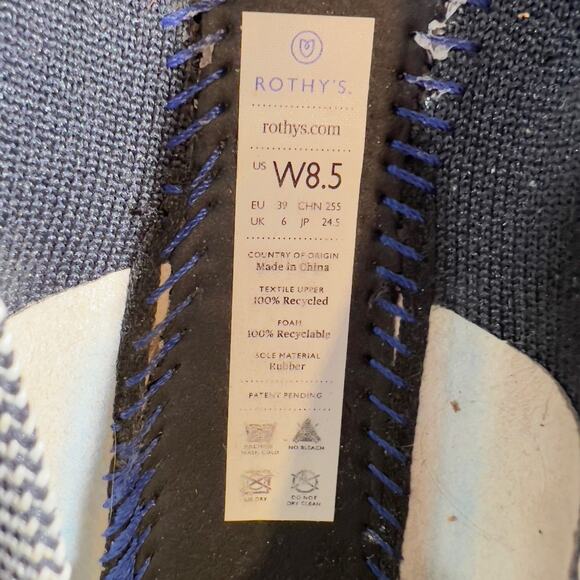 Rothy's Captoe Comfort Ballet Flats W8.5 Black White Plaid Check NO INSOLES - Picture 3 of 8